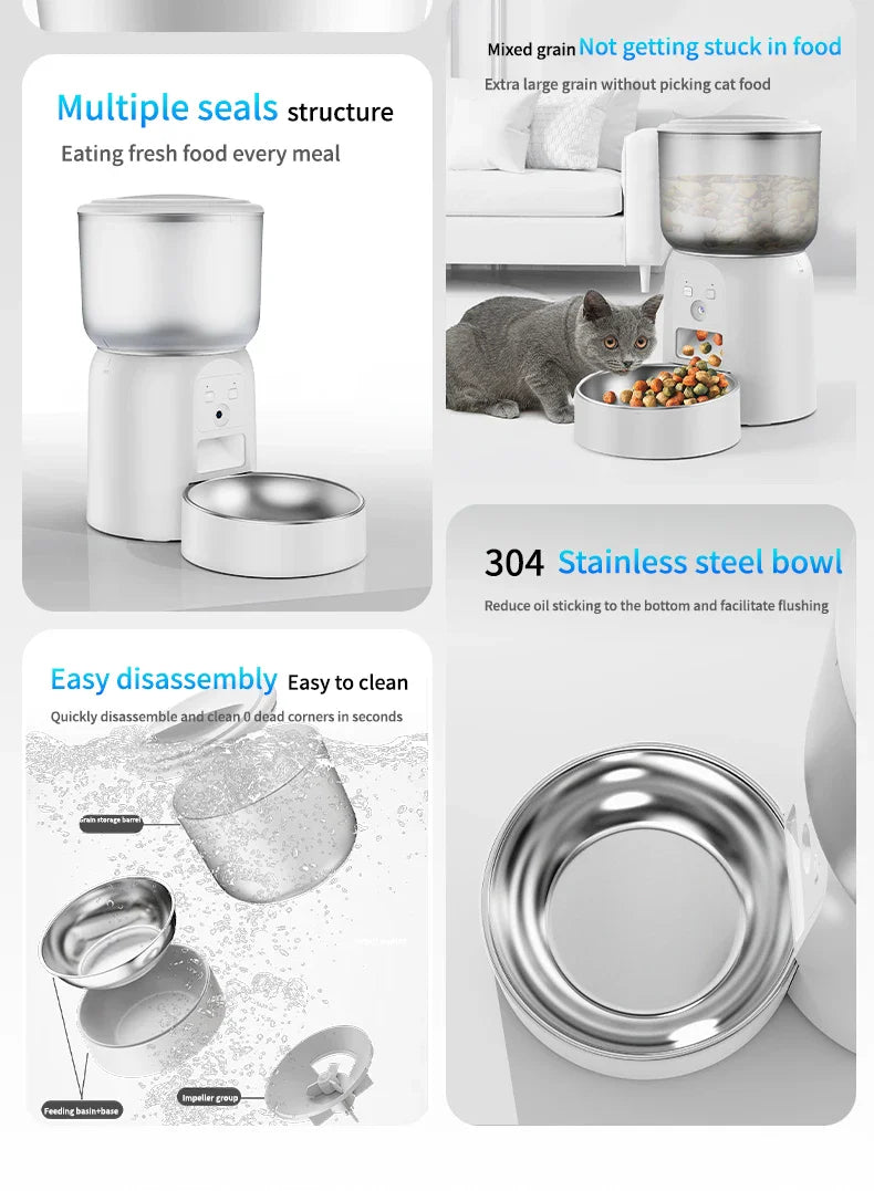 All-in-One Smart WIFI Pet Feeder 3L (Camera & 304 Stainless Steel Bowl)