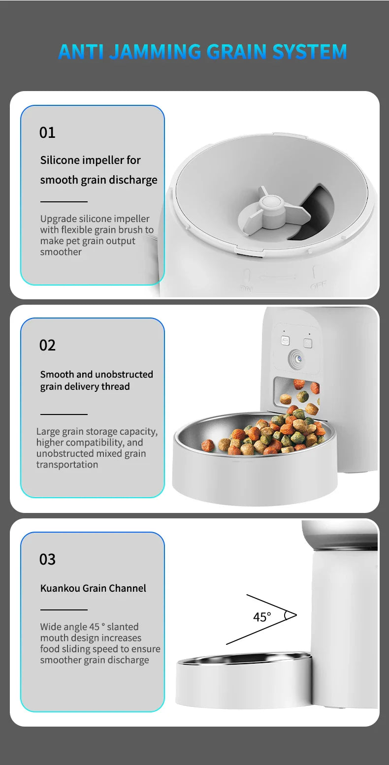 All-in-One Smart WIFI Pet Feeder 3L (Camera & 304 Stainless Steel Bowl)