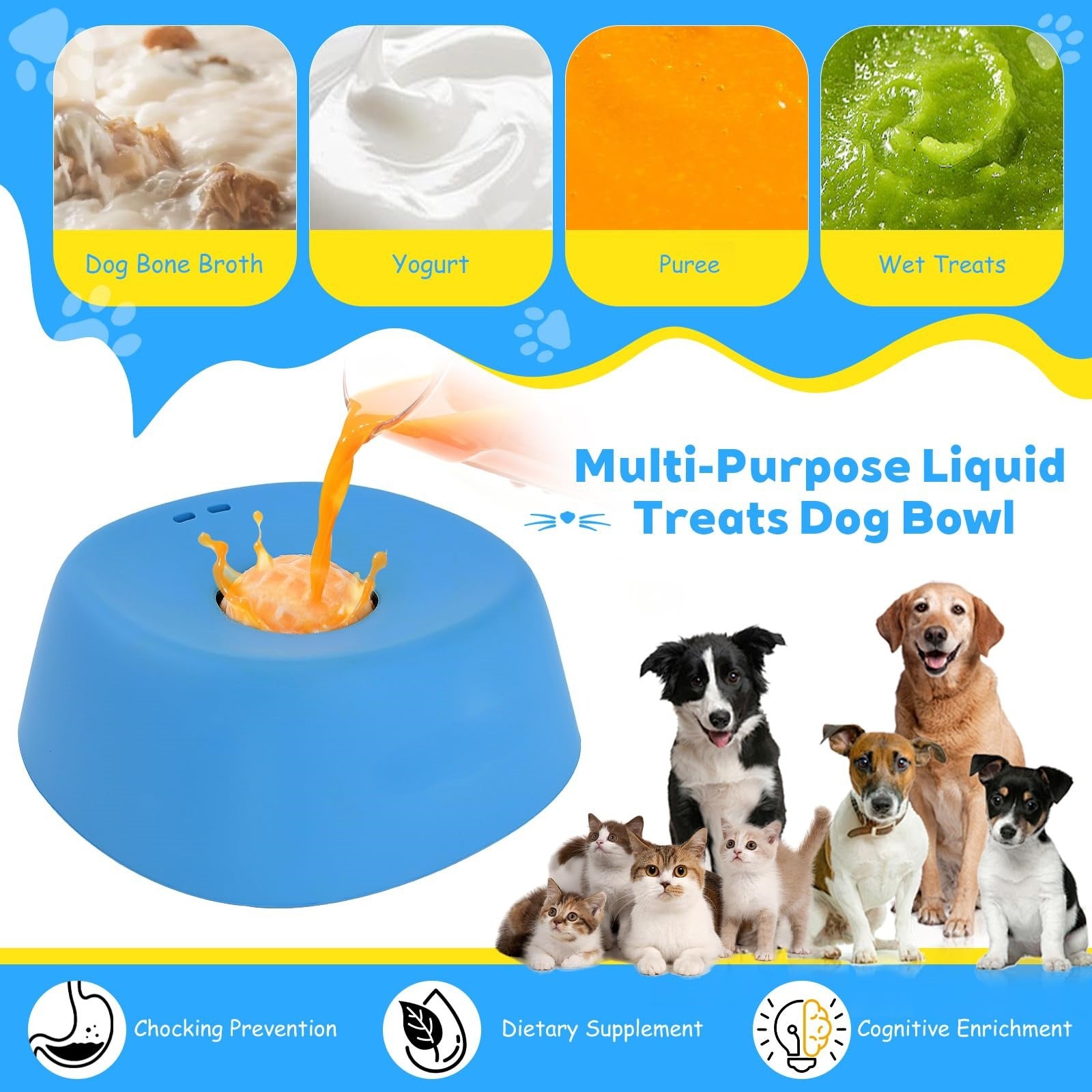 Slow Feeder Spherical Dog and Cat Licking Bowl - Lick Toy For Liquid Treats