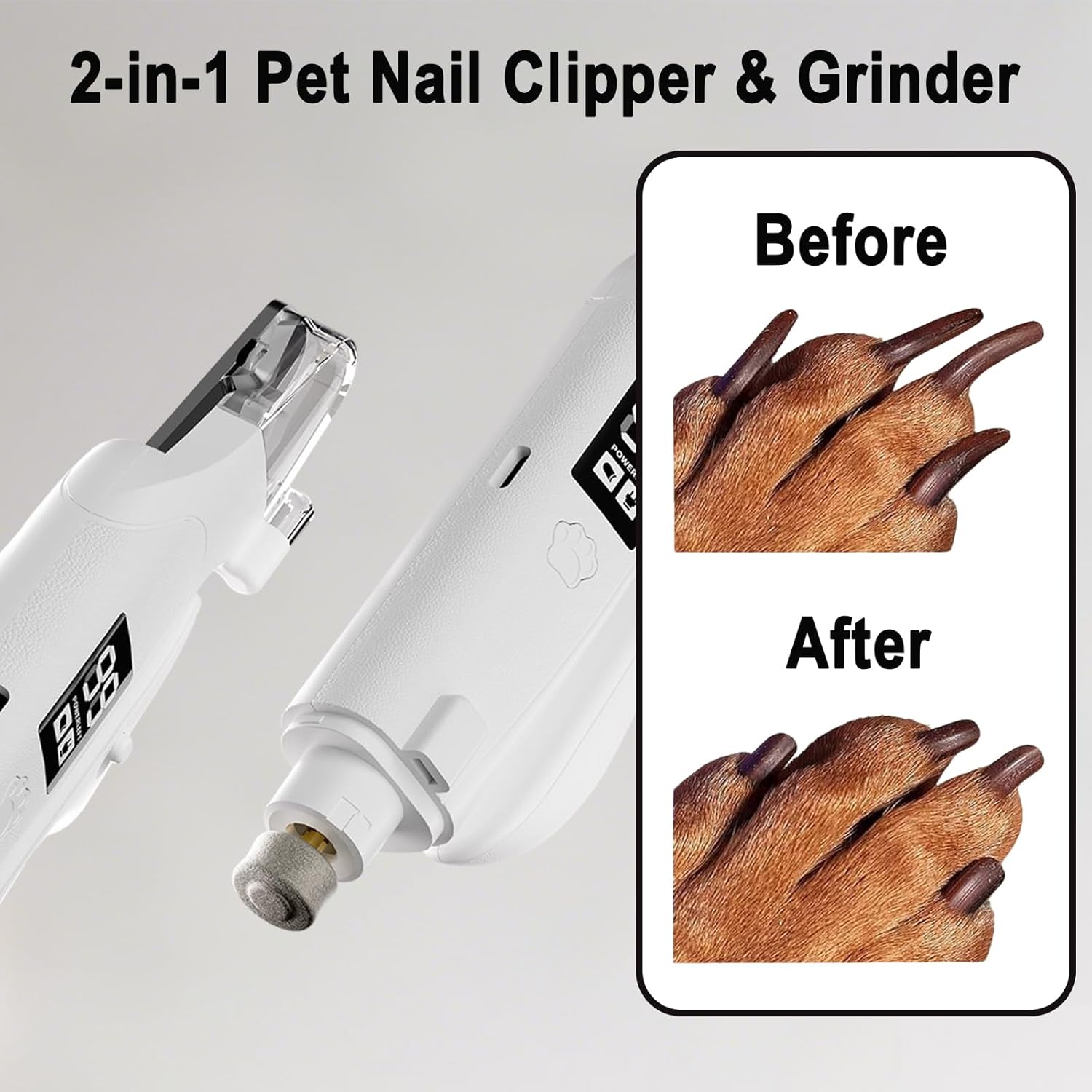 2-in-1 Led Light Nail Grinder Cat and Dog Clipper